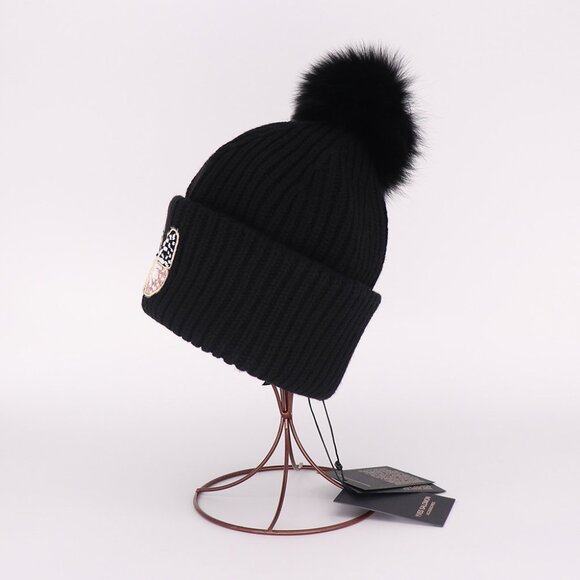 NWT - Yves Salomon Butterfly Knit Pom Beanie - Black❄️? main image 5